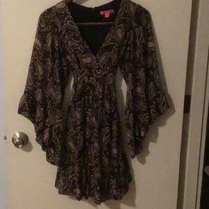 Betsey Johnson Tie Waist Bell Sleeve Dress